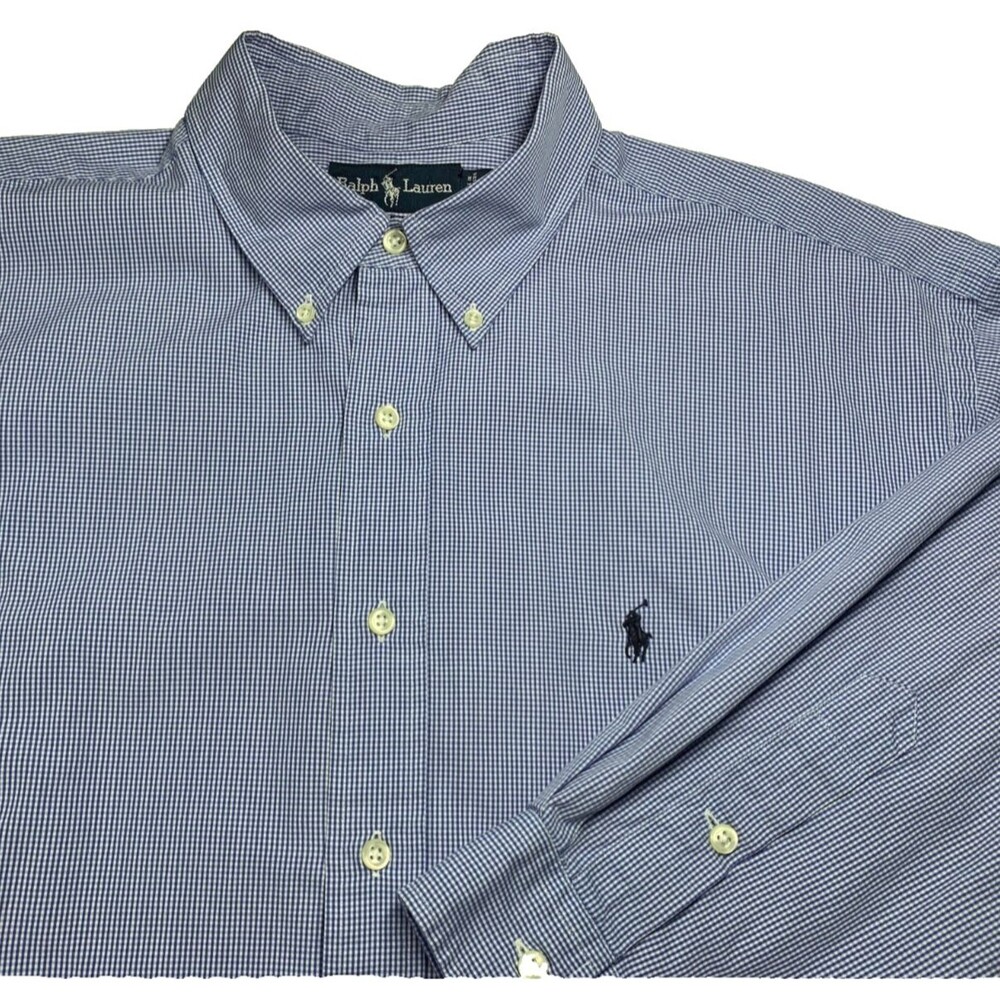 Polo Ralph Lauren Button Down Blake Shirt Mens XL Blue Mini Gingham Check